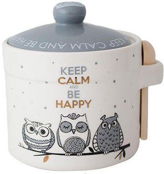Банка-медовниця керамічна Be Happy "Совушки" 420мл (арт. 32321612) фото