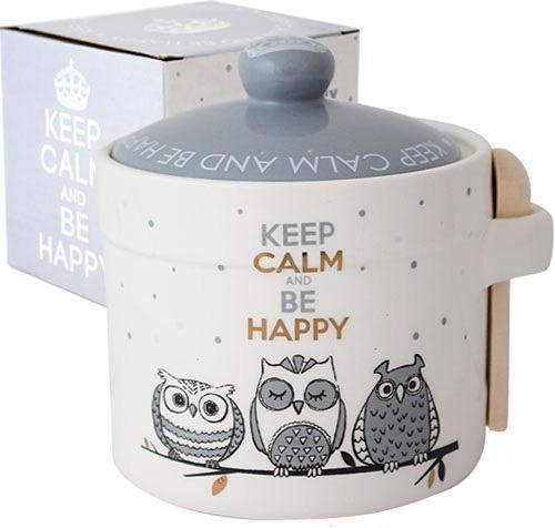 Банка-медовниця керамічна Be Happy "Совушки" 420мл (арт. 32321612) фото