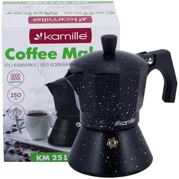 Кавоварка гейзерна Kamille Andel Black 150мл на 3 чашки (арт. 32322330) фото