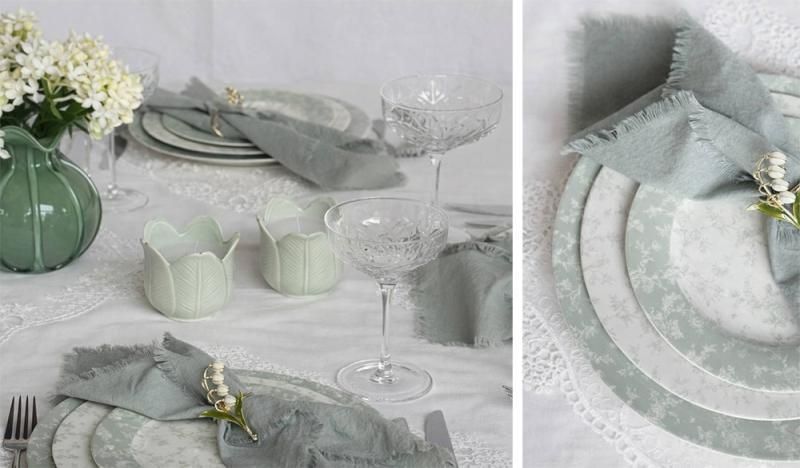 Набір 6 тарілок порцелянових "Floral Green" 19см (арт. 32330005) фото