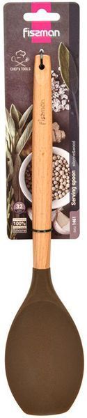 Ложка сервірувальна (кухарська) Fissman Chef's Tools 31.5см силікон, шоколадний (арт. 32324411) фото