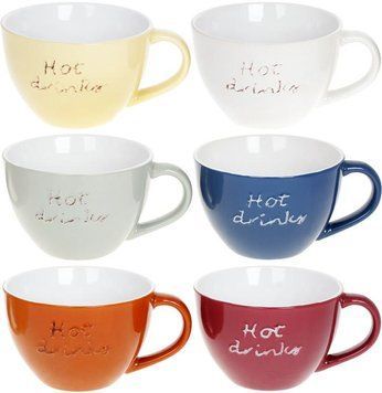 Набір 6 керамічних чашок "Hot Drinks" 450мл, яскраві (арт. 32325713) фото