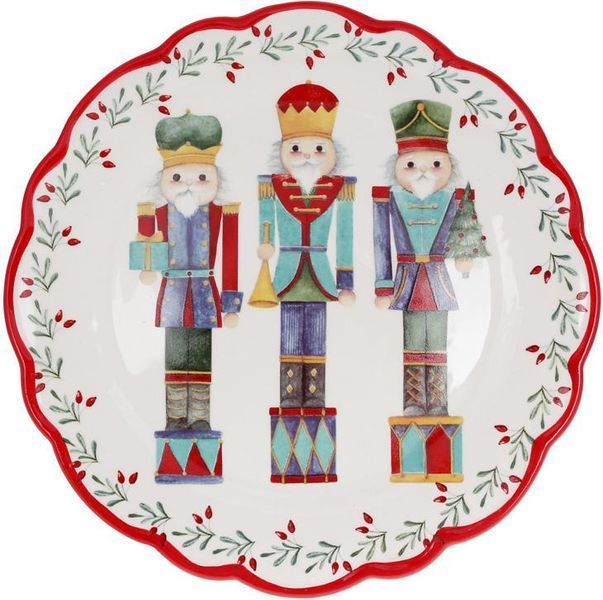 Підставка для торта "Лускунчик" 21.6см, кераміка, червоно-біла (арт. 32325323) фото