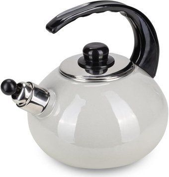 Чайник емальований Kamille "Boiling Water" 2.5л зі свистком, бежевий глянець (арт. 32329208) фото