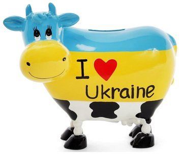 Скарбничка-корівка "I love Ukraine" 16.5х9х14см керамічна (арт. 32314859) фото