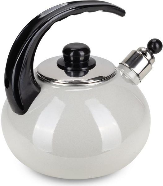 Чайник емальований Kamille "Boiling Water" 2.5л зі свистком, бежевий глянець (арт. 32329208) фото