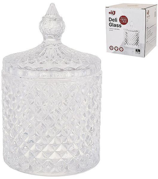 Цукорниця скляна "Crystal Glass" 300мл зі скляною кришкою, прозора (арт. 32327989) фото