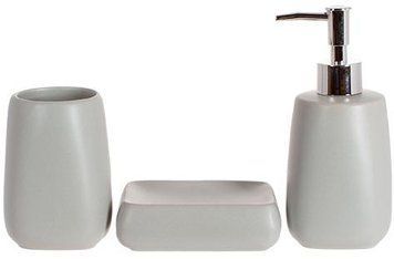 Набір аксесуарів "Grey Classic" для ванної кімнати: дозатор для мила, підставка, мильниця. (арт. 32326699) фото