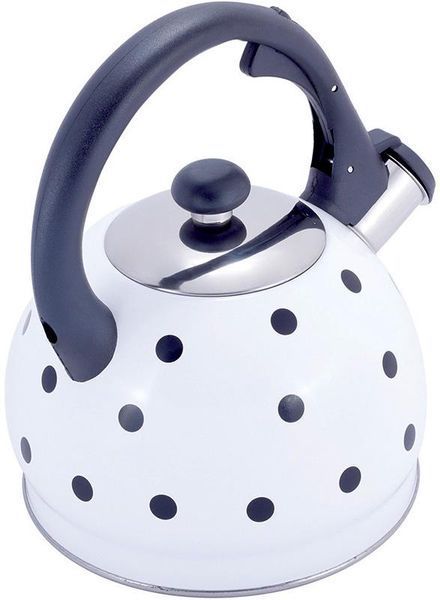Чайник Kamille Polka Dot Kettle 2л з нержавіючої сталі зі свистком, в горошок, білий (арт. 32324998) фото