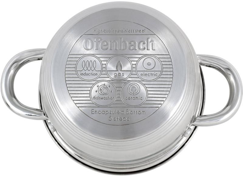 Каструля Ofenbach Casserole з нержавіючої сталі 1100мл зі скляною кришкою (арт. 32329252) фото
