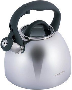 Чайник Kamille Whistling Kettle 2.7л з нержавіючої сталі зі свистком і скляною кришкою (сіра ручка) (арт. 32323891) фото