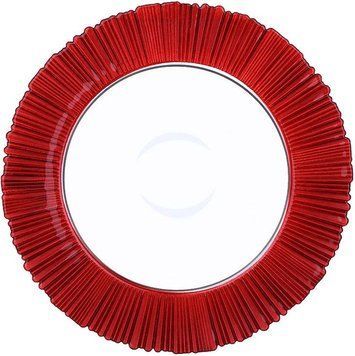 Набір 6 скляних тарілок "Fleur Red" 33см, червоний (арт. 32328566) фото
