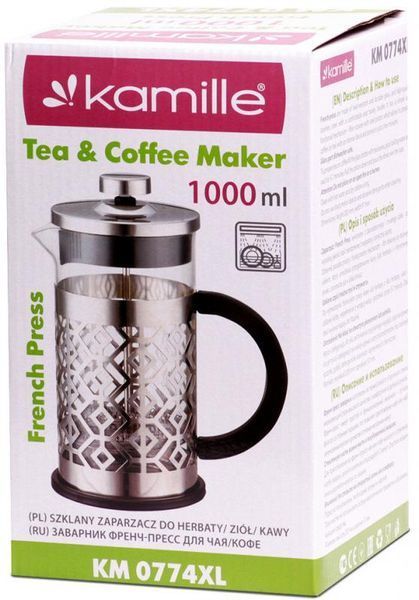 Френч-прес Kamille Frances 1000мл з пластиковою ручкою (арт. 32317698) фото
