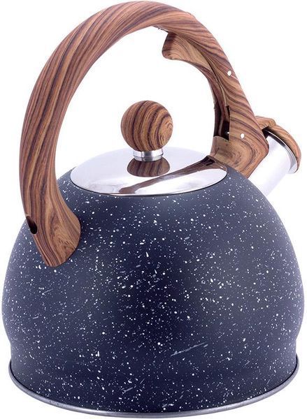 Чайник Kamille Whistling Kettle Marble 2л з нержавіючої сталі зі свистком, чорний мармур (арт. 32325001) фото