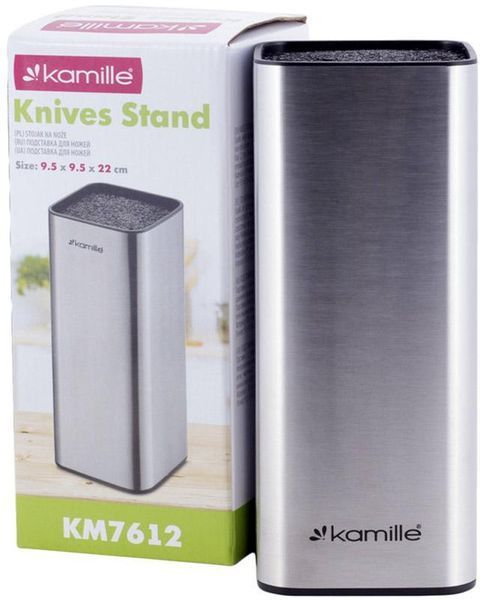 Колода-підставка для ножів Kamille Kumamoto 9.5x9.5x22см, нержавіюча сталь з наповнювачем (арт. 32323917) фото