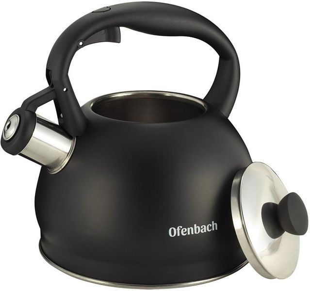 Чайник Ofenbach Magic Kettle 2л з нержавіючої сталі зі свистком, чорний матовий (арт. 32324031) фото