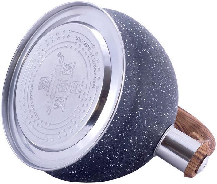 Чайник Kamille Whistling Kettle Marble 2л з нержавіючої сталі зі свистком, чорний мармур (арт. 32325001) фото