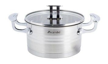 Каструля індукційна Kamille Casserote 1.5л з нержавіючої сталі зі скляною кришкою (арт. 32323768) фото