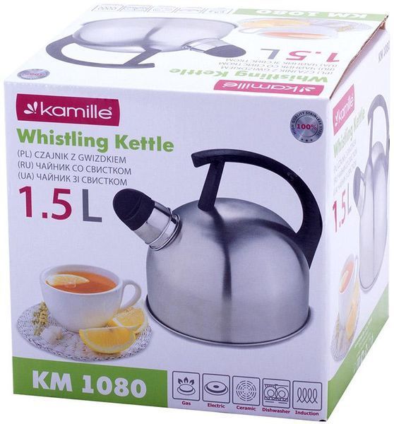 Чайник Kamille Whistling Kettle 1.5л з нержавіючої сталі зі свистком (арт. 32325005) фото