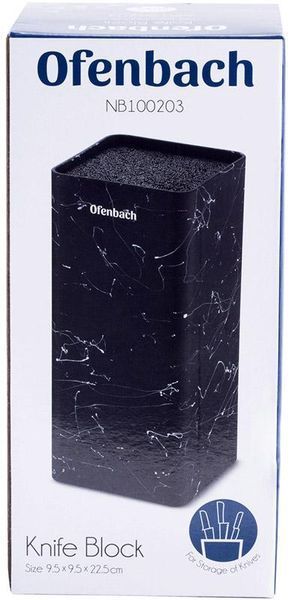 Підставка-колода Ofenbach Black Marble для кухонних ножів і ножиць 9х9х22см (арт. 32323991) фото