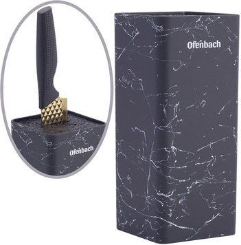 Підставка-колода Ofenbach Black Marble для кухонних ножів і ножиць 9х9х22см (арт. 32323991) фото