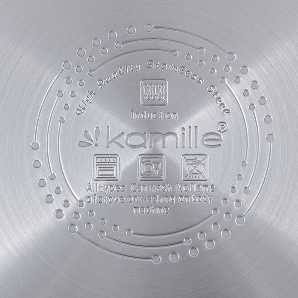 Каструля індукційна Kamille Casserote 2.4л з нержавіючої сталі зі скляною кришкою (арт. 32323769) фото