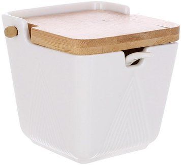 Банка Ceram-Bamboo для цукру, солі, спецій з бамбуковою кришкою відкидною 10.5х9.5см (арт. 32329561) фото