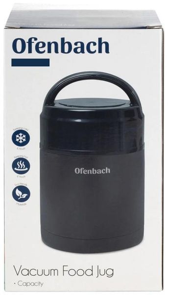 Термос харчовий Ofenbach 600мл із нержавіючої сталі, чорний (арт. 32326645) фото