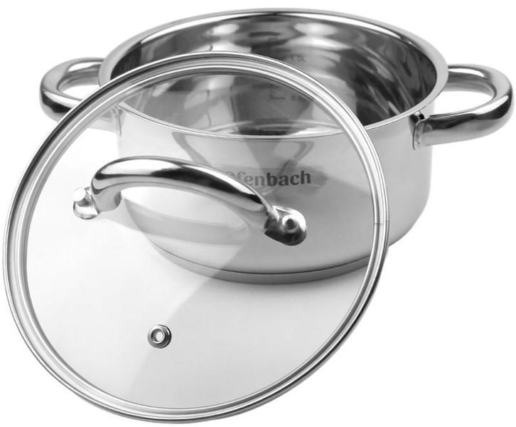 Каструля індукційна Ofenbach Casserole із нержавіючої сталі 1.5л зі скляною кришкою (арт. 32329260) фото