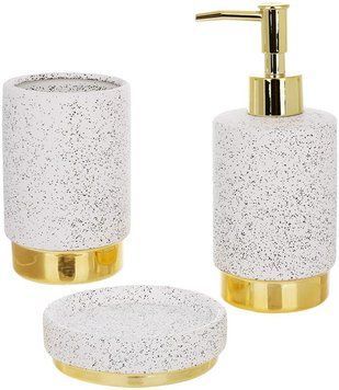 Набір аксесуарів Bright для ванної кімнати "White Granite & Gold" 3 предмети, кераміка (арт. 32328689) фото