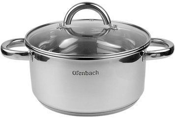 Каструля індукційна Ofenbach Casserole із нержавіючої сталі 3л зі скляною кришкою (арт. 32329262) фото