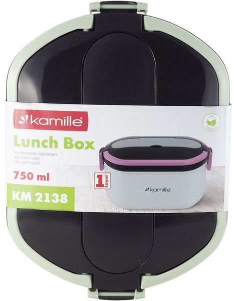 Ланч-бокс Kamille Snack 750мл, пластик і нержавіюча сталь, зелений (арт. 32324946) фото