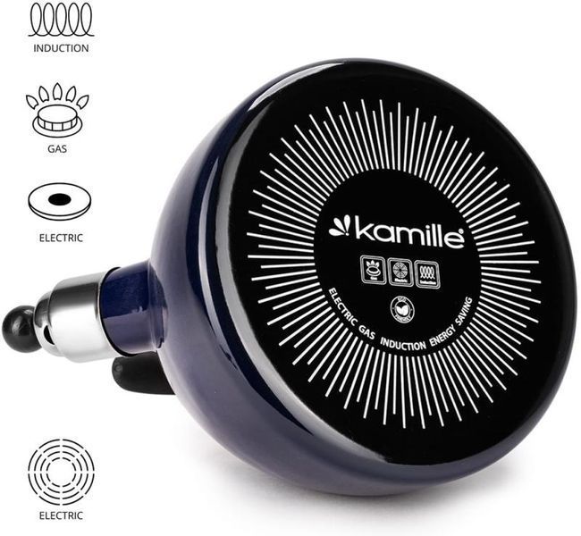 Чайник емальований Kamille "Boiling Water" 2.5л зі свистком, індукційний, синій (арт. 32329214) фото