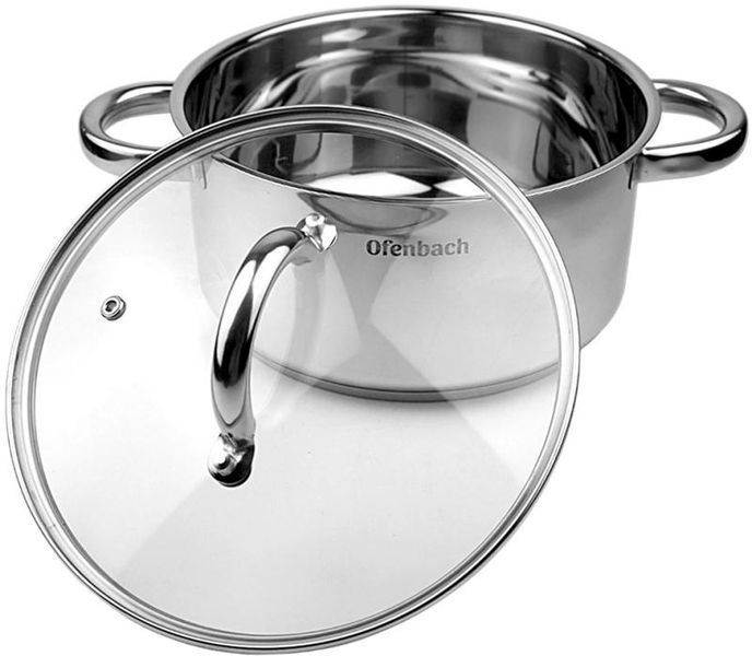 Каструля індукційна Ofenbach Casserole із нержавіючої сталі 3л зі скляною кришкою (арт. 32329262) фото