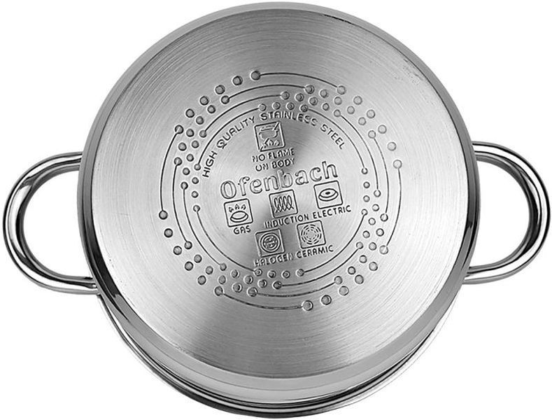 Каструля індукційна Ofenbach Casserole із нержавіючої сталі 3л зі скляною кришкою (арт. 32329262) фото