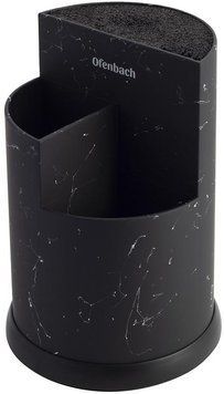 Підставка-колода Ofenbach Black Marble для кухонних ножів і ножиць 16х24см, потрійна кругла (арт. 32323994) фото