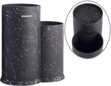 Підставка-колода Ofenbach Black Marble для кухонних ножів і ножиць 20х12х22.5см, подвійна кругла (арт. 32323996) фото