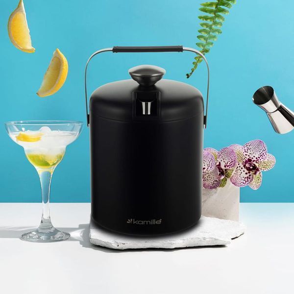 Термо-відерце Kamille Black 1300мл для льоду з кришкою та краплізбірником (арт. 32329221) фото
