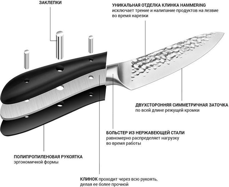 Ніж кухарський Fissman Hattori 15см hammered з нержавіючої сталі (арт. 32324597) фото