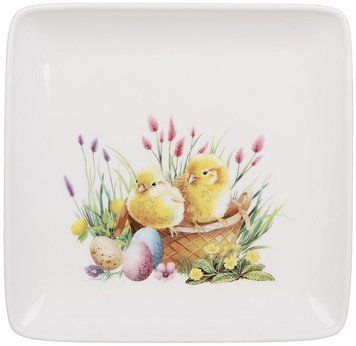 Набір 6 квадратних тарілок "Easter Melody" 15х15см (Курчата), фарфор (арт. 32330031) фото