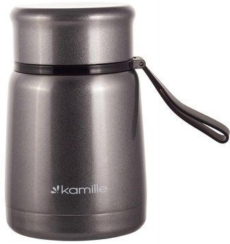 Термос харчовий Kamille Silver, 530мл із нержавіючої сталі, срібний (арт. 32326658) фото