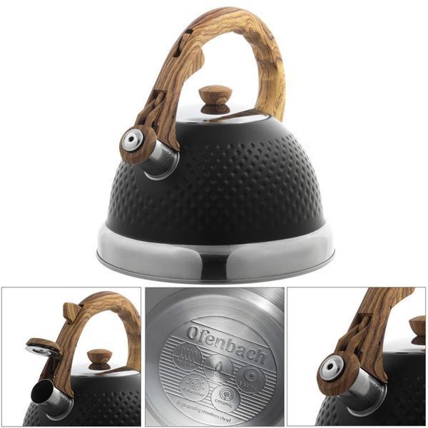 Чайник Ofenbach Whistling Kettle Black 2.7л нержавіюча сталь зі свистком, чорний (арт. 32329287) фото