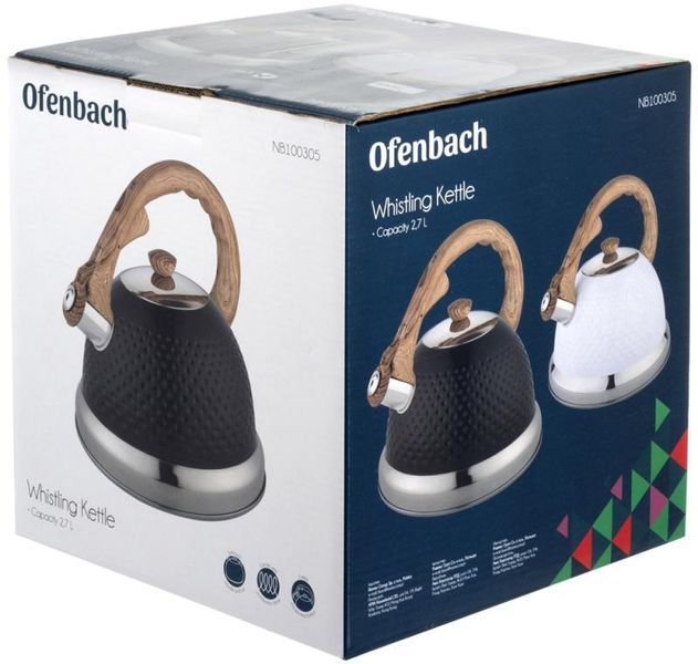 Чайник Ofenbach Whistling Kettle Black 2.7л нержавіюча сталь зі свистком, чорний (арт. 32329287) фото