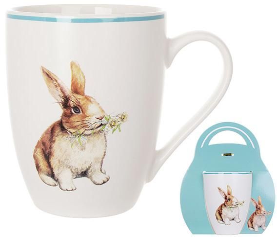 Кухоль порцеляновий Happy Rabbit 340мл з блакитною облямівкою (арт. 32327694) фото