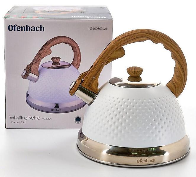 Чайник Ofenbach Whistling Kettle White 2.7л нержавіюча сталь зі свистком, білий (арт. 32329288) фото