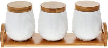 Набір банок Nouvelle Home Viola 3 банки 600мл для сипучих продуктів на підставці (арт. 32326533) фото