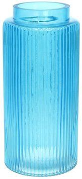 Ваза декоративна Ancient Glass "Прозора Лазур" 25х12см, яскраво-блакитне скло (арт. 32325835) фото