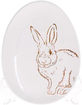 Набір 6 керамічних овальних блюд "Bunny" 16.5х12х2см, білий з золотом (арт. 32326257) фото