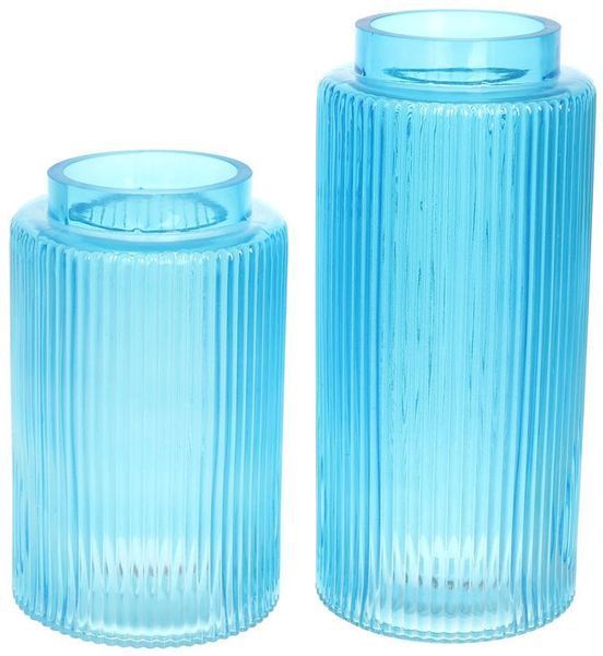 Ваза декоративна Ancient Glass "Прозора Лазур" 25х12см, яскраво-блакитне скло (арт. 32325835) фото