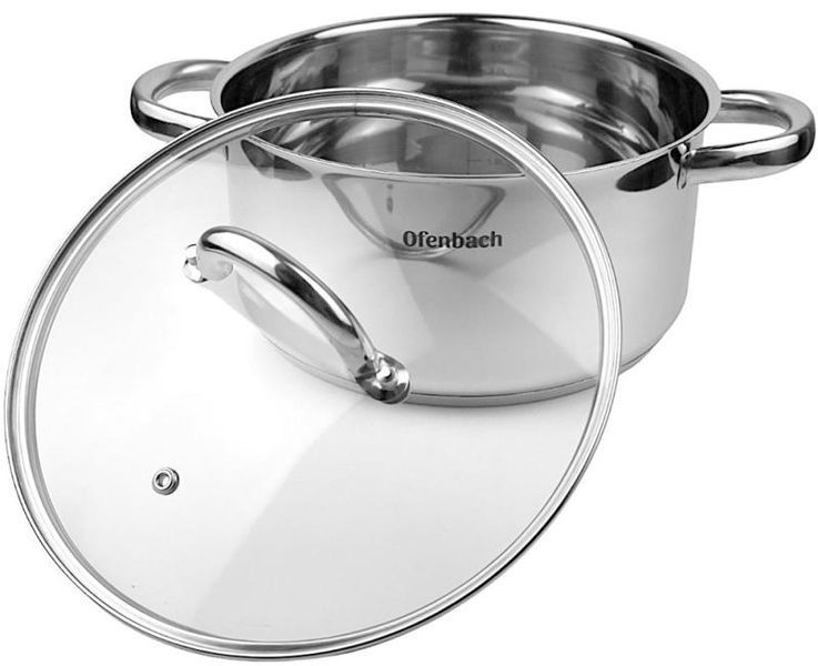 Каструля індукційна Ofenbach Casserole із нержавіючої сталі 4л зі скляною кришкою (арт. 32329263) фото
